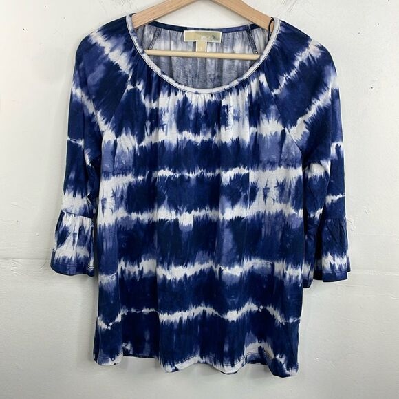 Michael Michael Kors Tie Dye Bell Sleeves w/ Ruffles Pull over round neck Small - Picture 1 of 13